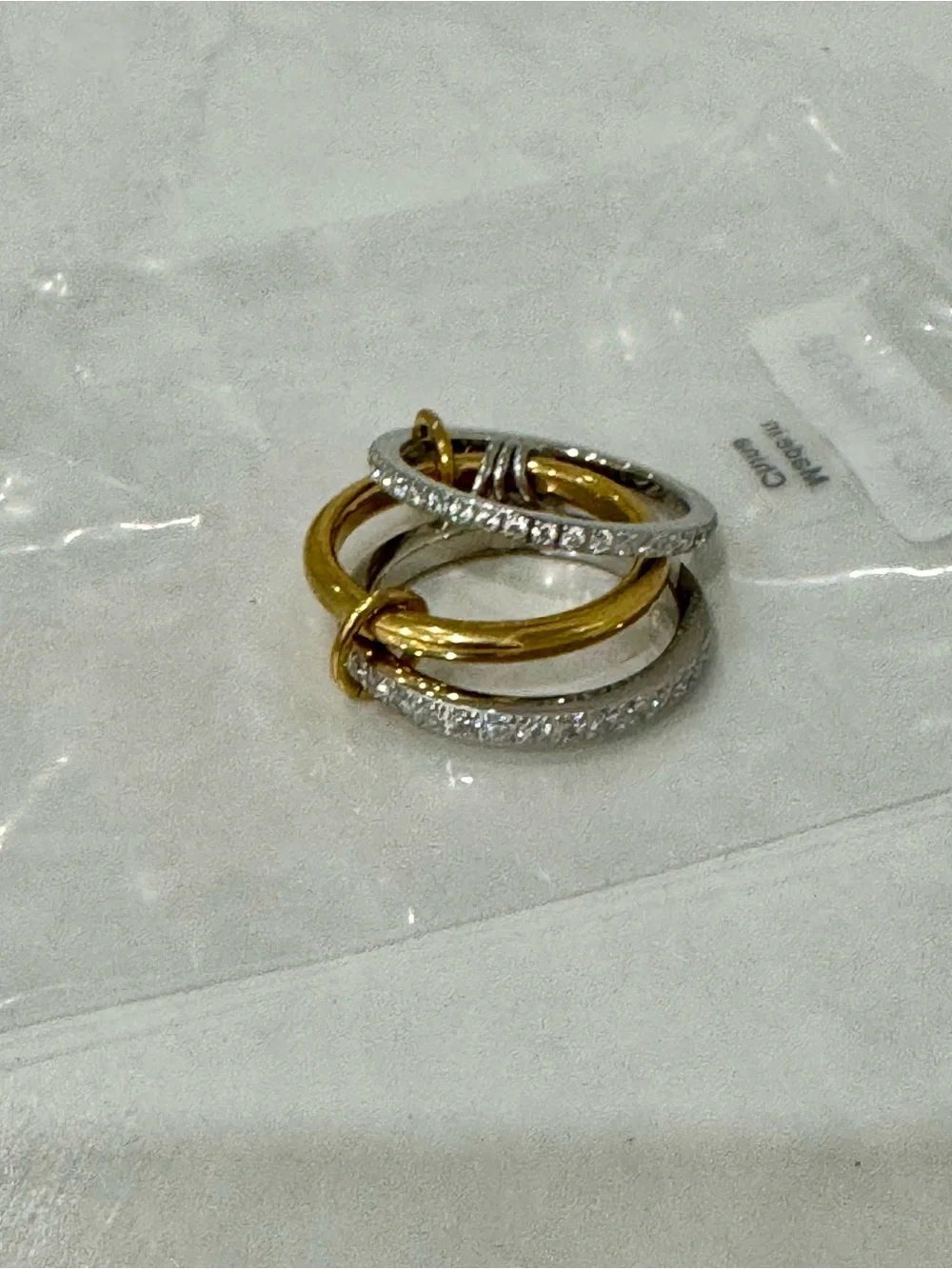 NEW💍✨Two-Tone Crystal Interlocking Statement Ring Size 8